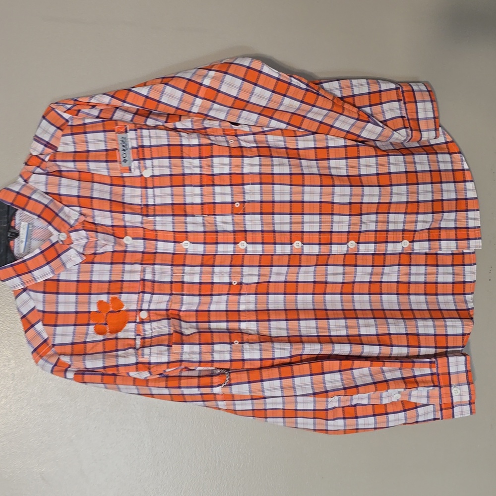 Columbia PFG Super Tamiami Clemson Tigers Omni-Wick Shirt Mens Small